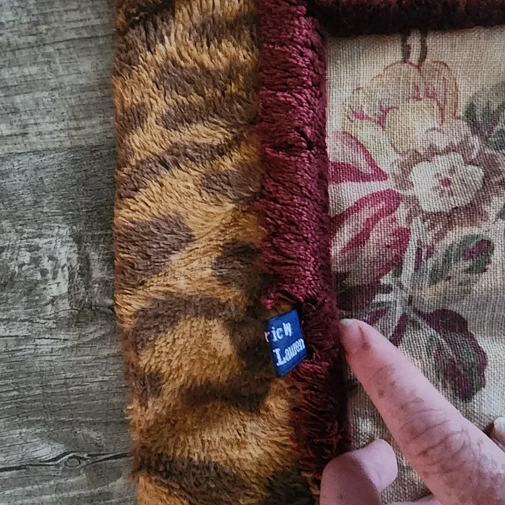 Vintage 90s Ralph Lauren Floral Leopard Print Guinevere Blanket Throw 48x71